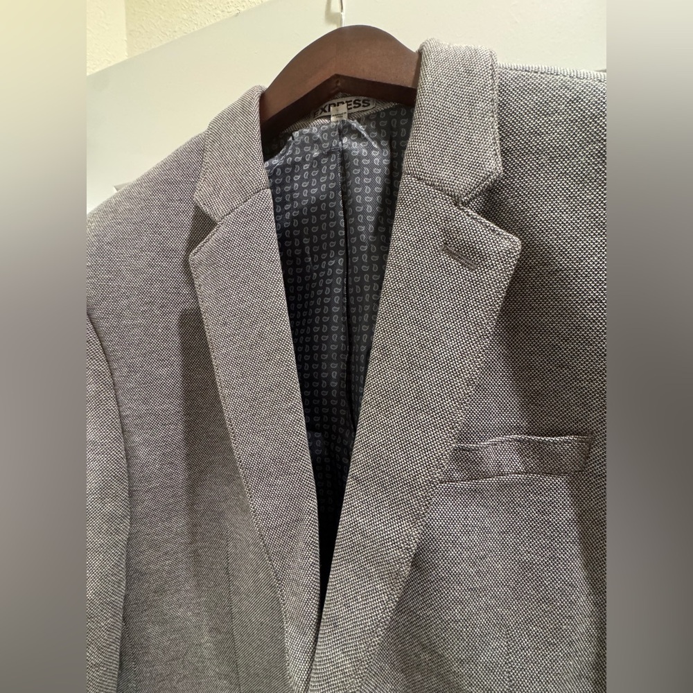Express Men's Photographer Fitted Gray Blazer